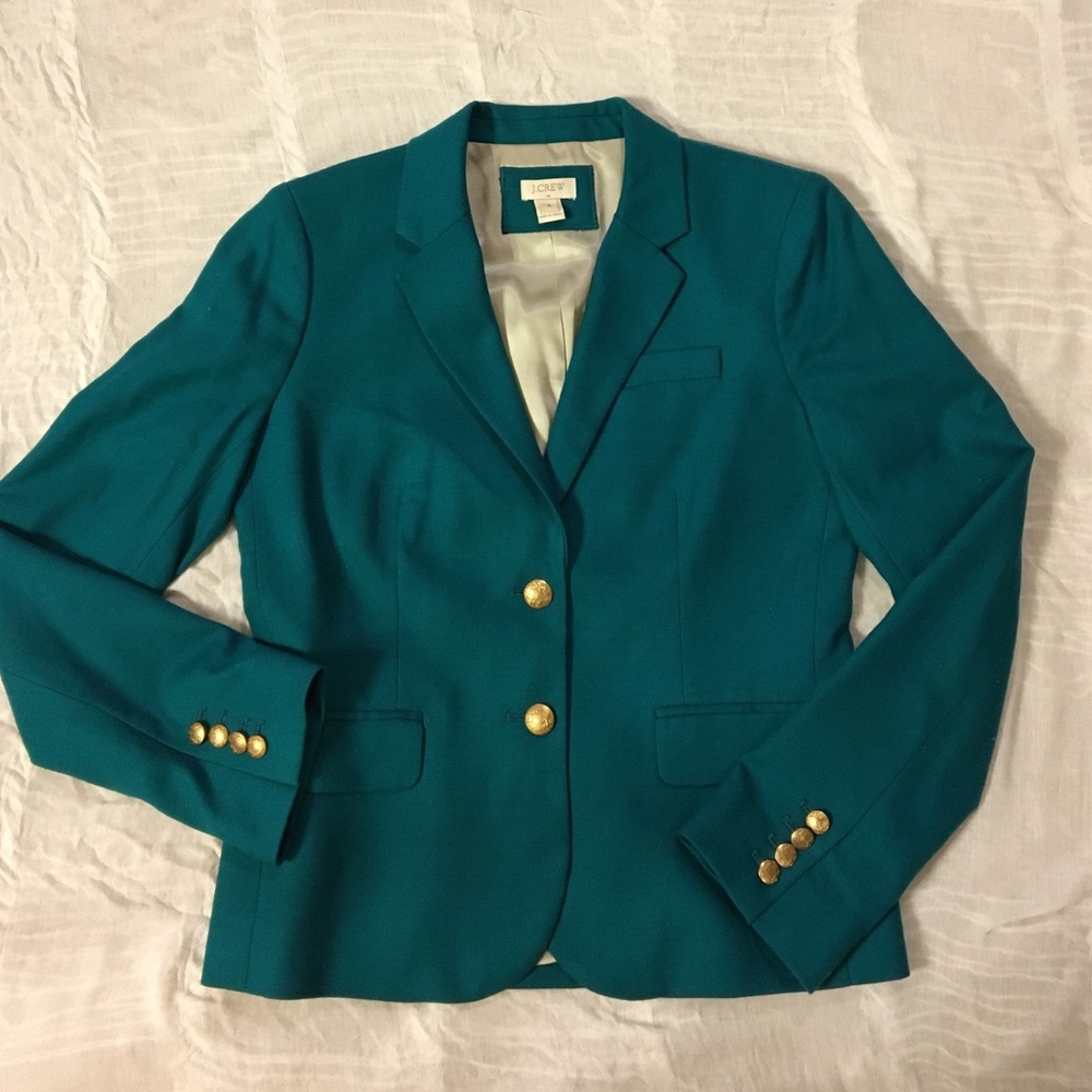 J. Crew Turquoise Blazer with Gold Accents